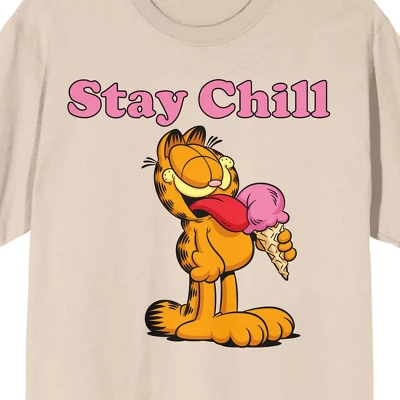 Garfield Stay Chill Crew Neck Short Sleeve Women's Natural T-shirt 1 Garfield Stay Chill Crew Neck Short Sleeve Women's Natural T-shirt