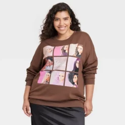 Women's Barbie Squares Cozy Graphic Sweatshirt - Brown -Trendy Women GUEST 8ef4f9f6 1142 4101 8084 c4743d50dd68