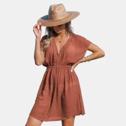 Women's Elastic Beachwear Short Sleeve Cover Up -Cupshe -Trendy Women GUEST 8f30a370 8f08 4fb1 a5c1 e8661a2b5541