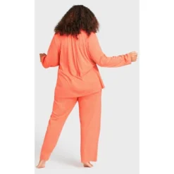 Women's Plus Size Button Print Sleep Top - Peach Spot | AVENUE -Trendy Women GUEST 91026647 6453 4297 a693 57a3775168ff