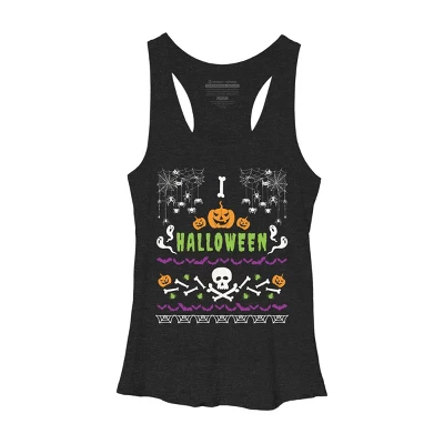 Women's Design By Humans Halloween Lover Ugly Sweater By Machmigo Racerback Tank Top 6 Women's Design By Humans Halloween Lover Ugly Sweater By Machmigo Racerback Tank Top - Image 6