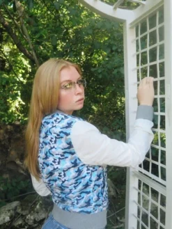 Members Only Women's Camouflage Baseball Jacket With Nylon Sleeves -Trendy Women GUEST 9187e4dc 4c04 4f3a 8f52 6126598b11c8