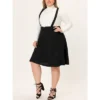 Agnes Orinda Plus Size Suspender Skirt For Women Detachable Strap A-Line Skirts