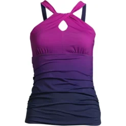 Lands' End Women's Chlorine Resistant High Neck To One Shoulder Multi Way Tankini Swimsuit Top -Trendy Women GUEST 92d03a7e 23dd 4523 9a9b 3ec2c1b89d3f