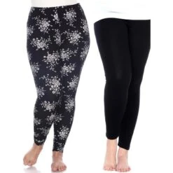 Women's Pack Of 2 Plus Size Leggings - One Size Fits Most Plus - White Mark -Trendy Women GUEST 949f7db3 f96f 440e 89c3 7d038a2e7fef