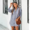 Women's Single One Frayed Denim Shirt -Cupshe
