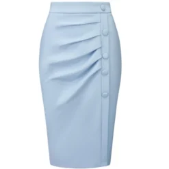 Hobemty Women's Pencil Skirt High Waist Pleated Front Work Midi Skirts -Trendy Women GUEST 97711b0b 0fdf 43d1 bc85 1007e6383bb5