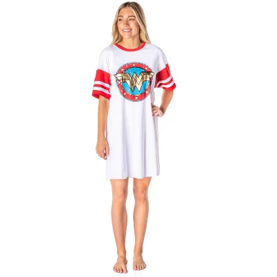 DC Comics Women's Wonder Woman Classic Logo Nightgown Pajama Shirt Dress White 3 DC Comics Women's Wonder Woman Classic Logo Nightgown Pajama Shirt Dress White - Image 3