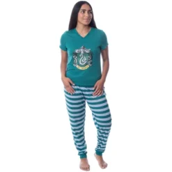 Harry Potter Womens' Hogwarts House Crest Jogger Pajama Set-All Houses -Trendy Women GUEST 99a7fbae 4c6d 4a27 adaa b775979fcb6e