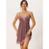 Cheibear Womens Velvet Nightgowns With Robe Lace Trim Loungewear Pajama Sets