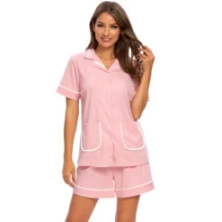 Cheibear Womens SleepwearButton Up Shirt With Shorts Loungewear Pajama Set -Trendy Women GUEST 9c30b6d5 74e7 4265 840a 31f7ca418f20