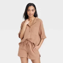 Women's 100% Cotton Gauze Short Sleeve Notch Collar Top - Stars Above™ 8 Women's 100% Cotton Gauze Short Sleeve Notch Collar Top - Stars Above™ -Trendy Women GUEST 9c3f87b4 23d6 4d92 b84d 8fe9872b90ca