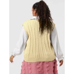 Agnes Orinda Women's Plus Size V Neck Knit Sleeveless Pullover Sweater Vests -Trendy Women GUEST 9d32134a b256 4f83 a69e 4d6f3ead455a