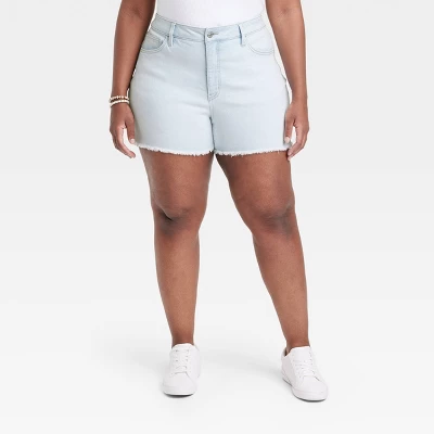 Women's High-Rise Denim Shorts - Ava & Viv™ Light Wash 3 Women's High-Rise Denim Shorts - Ava & Viv™ Light Wash - Image 3