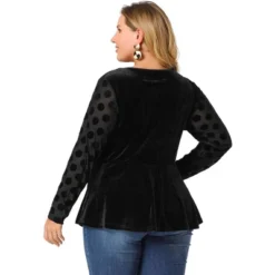Agnes Orinda Plus Size Peplum Top For Women Polka Dots Sheer Puff Sleeve Velvet Top 9 Agnes Orinda Plus Size Peplum Top For Women Polka Dots Sheer Puff Sleeve Velvet Top -Trendy Women GUEST 9df7aac2 912c 4253 80d3 dbdce3554dfc