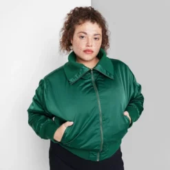 Women's Satin Bomber Jacket - Wild Fable™ -Trendy Women GUEST 9e44b0ce 00b4 48bf 9ce3 4186960fc830