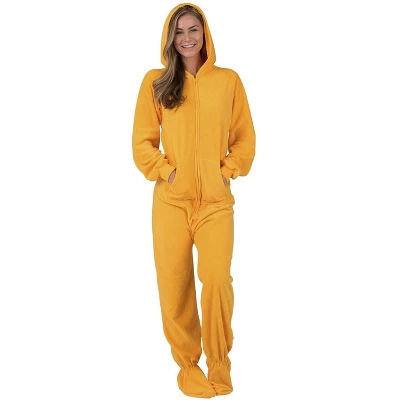 Footed Pajamas - Creamsicle Adult Hoodie Fleece Onesie 2 Footed Pajamas - Creamsicle Adult Hoodie Fleece Onesie - Image 2