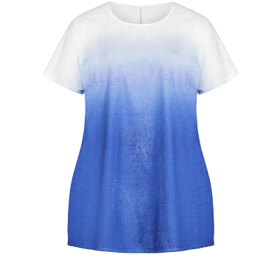 Women's Plus Size Victoria Ombre Necklace Top - Ocean| AVENUE 2 Women's Plus Size Victoria Ombre Necklace Top - Ocean| AVENUE - Image 2
