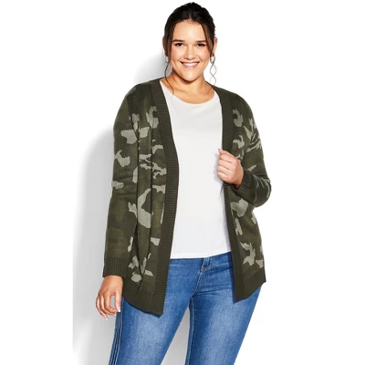 Women's Plus Size Print Longline Cardigan - Camo | AVENUE 4 Women's Plus Size Print Longline Cardigan - Camo | AVENUE - Image 4