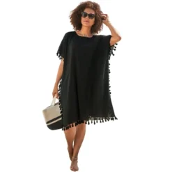 Swimsuits For All Women’s Plus Size Everly Pom Pom Cover Up Tunic -Trendy Women GUEST a28f82fd 6034 477a a3a9 60e13252cd59