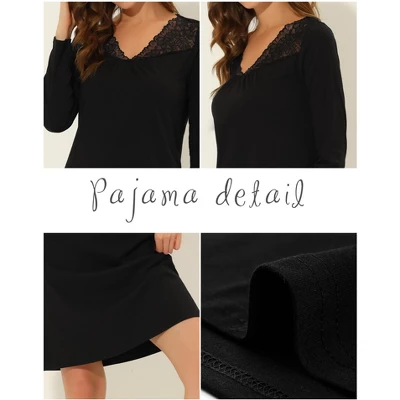 Cheibear Womens Sleepwear Pajama Dress Nightshirt Lace Trim Nightwear Lounge Nightgowns 3 Cheibear Womens Sleepwear Pajama Dress Nightshirt Lace Trim Nightwear Lounge Nightgowns - Image 3