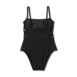 Women's Square Neck Strappy Side Ribbed One Piece Swimsuit - Shade & Shore™ -Trendy Women GUEST a3288cd2 4dbe 416e aa4e 285846ae39f8