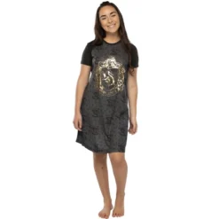 Harry Potter Juniors' Foil Print Hogwart Houses Raglan Nightgown Pajama -Trendy Women GUEST a330045e d9c0 4ff9 b85a 46cd1d76f129