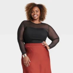 Women's Slim Fit Long Sleeve Lined Mesh T-Shirt - Ava & Viv™ 6 Women's Slim Fit Long Sleeve Lined Mesh T-Shirt - Ava & Viv™ -Trendy Women GUEST a486b436 9d24 4940 86ae 4d2165e9ad43