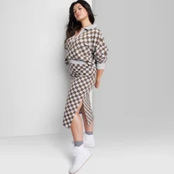 Women's Ascot + Hart Checkered Graphic Midi Skirt -Trendy Women GUEST a5f7f16f 58a0 4f14 9ecb dae1e554f452