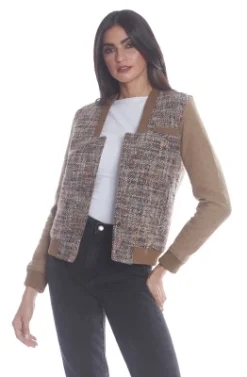 Members Only Women's Updated Tweed Varsity Jacket With Contrast Sleeve -Trendy Women GUEST a896d687 0ece 4367 978c 2a45f4c69781