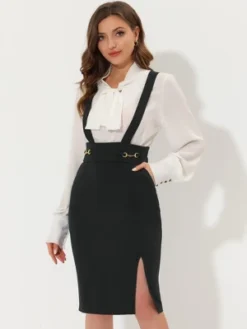 Allegra K Women's High Waist Split Adjustable Strap Suspender Pencil Skirts -Trendy Women GUEST a8b32837 d133 4327 8860 a4ccf4ec66da