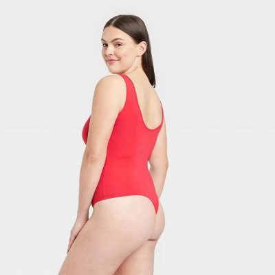 Women's Cotton Bodysuit - Auden™ Red 4 Women's Cotton Bodysuit - Auden™ Red - Image 4