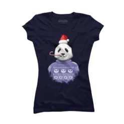 Junior's Design By Humans Christmas Panda By NikKor T-Shirt -Trendy Women GUEST a97fa014 58ce 4c1f bc89 d3cf249fe901