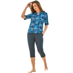 Swim 365 Women’s Plus Size Three-Quarter Sleeve Swim Tee -Trendy Women GUEST aa2ce539 a840 4872 afca 38ce6386a8eb