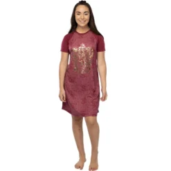 Harry Potter Juniors' Foil Print Hogwart Houses Raglan Nightgown Pajama -Trendy Women GUEST aadd9375 124f 41e3 a1aa c60baf0675af