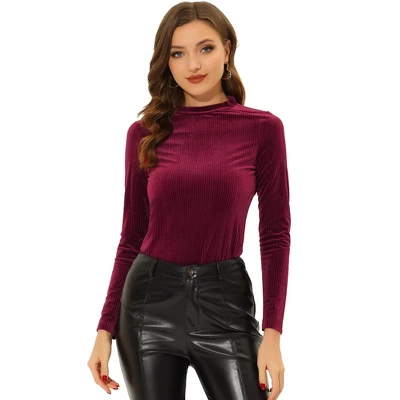 Allegra K Women's Mock Neck Long Sleeve Ribbed Knit Solid Blouse 8 Allegra K Women's Mock Neck Long Sleeve Ribbed Knit Solid Blouse - Image 8