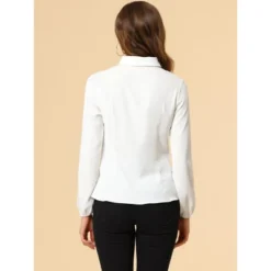 Allegra K Women's Office Work Turn Down Collar Lace Trim Long Sleeve Button Down Shirt -Trendy Women GUEST b2ba3f7c e1c3 4d5f 9257 4e6f8cdcc733