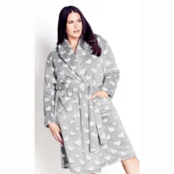 Women's Plus Size Hearts Robe - Grey | AVENUE -Trendy Women GUEST b43ed070 105d 47aa bea3 6dee77684a1c