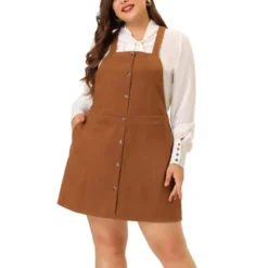 Agnes Orinda Women's Plus Size High Waist A-Line Suede Overall Suspender Dress -Trendy Women GUEST b7521a43 eecb 4a57 940b c6e32a101a50
