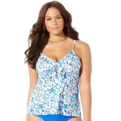 Swimsuits For All Women’s Plus Size Tie Front Underwire Tankini Top -Trendy Women GUEST b8b7a481 c6c9 4649 b991 b26a632cfc55