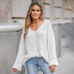 Women's Marshmallow V-Neck Sweater - Cupshe -Trendy Women GUEST b9467841 5b55 4af8 b25c 78b3f1016b13