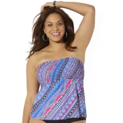 Swimsuits For All Women’s Plus Size Smocked Bandeau Tankini Top -Trendy Women GUEST bab10321 0b1b 4a62 8929 988b8e72bc5c