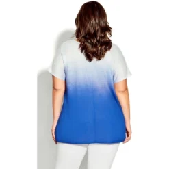 Women's Plus Size Victoria Ombre Necklace Top - Ocean| AVENUE