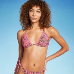 Women's Crochet Trim Triangle Bikini Top - Wild Fable™ Pink Floral Print -Trendy Women GUEST bbc6ad14 4d6a 433d a596 a1322750789c