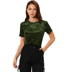 Allegra K Women's Velvet Crew Neck Short Sleeve Casual Blouse 33 Allegra K Women's Velvet Crew Neck Short Sleeve Casual Blouse -Trendy Women GUEST bc84324b 1750 4bd6 b1f8 e9d48fe99200