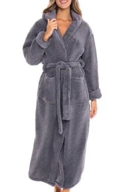 Women's Fuzzy Plush Fleece Bathrobe With Hood, Soft Warm Hooded Lounge Robe -Trendy Women GUEST be4ac7fd 6a20 4589 9184 bf4ebd36aa63