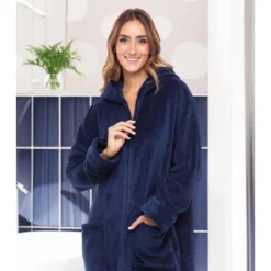 Women's Zip Up Fleece Robe With Hood, Soft Warm Plush Oversized Zipper Hooded Bathrobe -Trendy Women GUEST bec6e2d2 4029 4d2d 84ab 601e4456b3cf