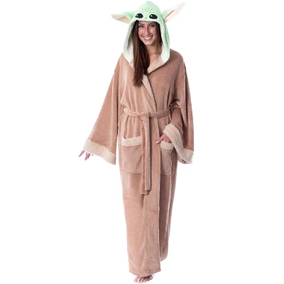 Star Wars The Mandalorian Grogu Baby Yoda Costume Adult Robe Hooded Bathrobe Brown 6 Star Wars The Mandalorian Grogu Baby Yoda Costume Adult Robe Hooded Bathrobe Brown - Image 6