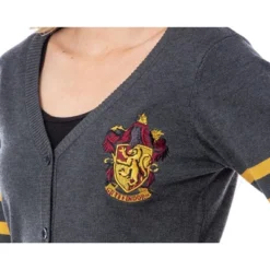 Harry Potter Womens Gryffindor House Open Front Cardigan Juniors Knit Sweater