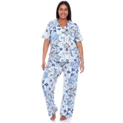 Women's Plus Size Short Sleeve Top And Pants Pajama Set - White Mark -Trendy Women GUEST c275f58e 8c8b 4789 8e93 8642aa8aab40